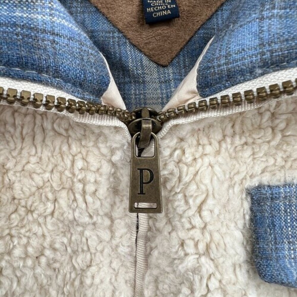 Pendleton full zip faux sherpa grandpa teddy bear jacket cream outdoor hiking M - Picture 9 of 9